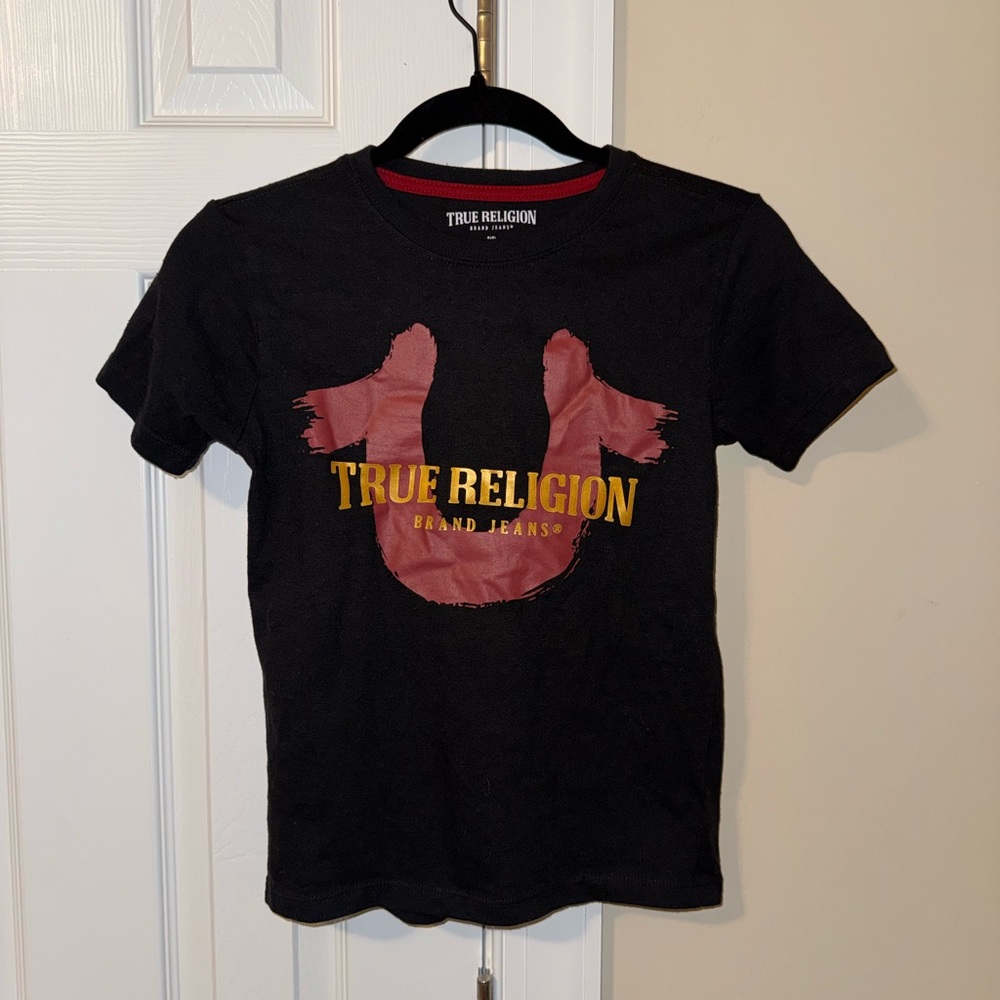 True Religion Black and Red Logo Tee